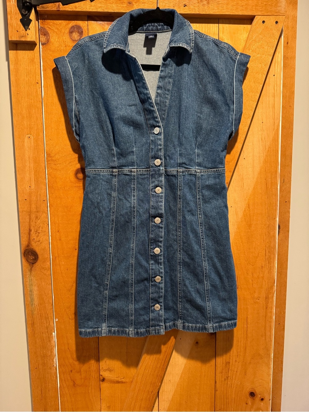 GAP Sleeveless Dark Blue Denim Button-Front Mini Dress, S